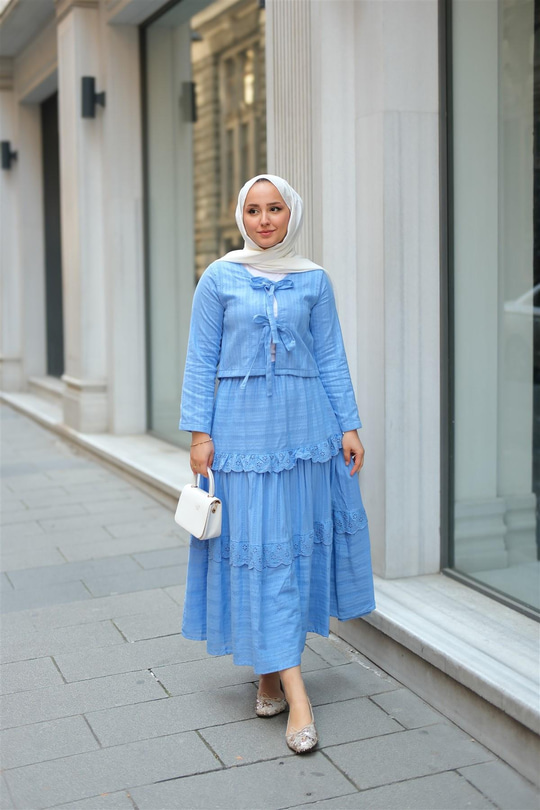 Önü Kurdale Detay ikili Takım Mavi