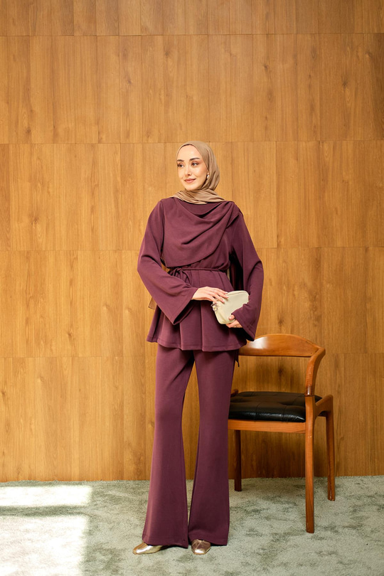 Önü Şallı Modal Takım Mürdüm