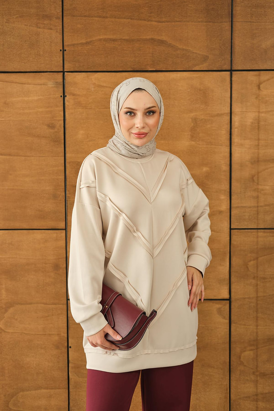 Önü V Detaylı Tunik Taş