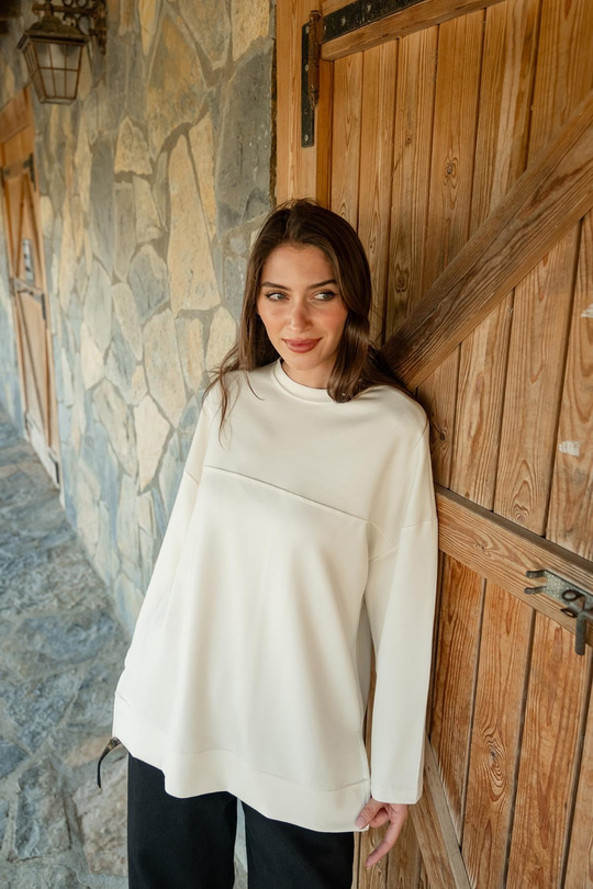 Oval Kesim Tunik Ekru