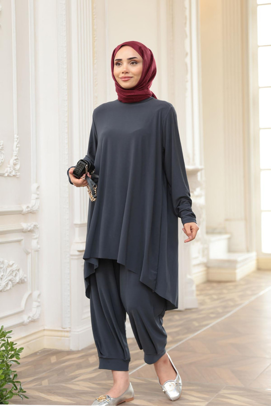 Paçası Lastik Detaylı Takım Antrasit