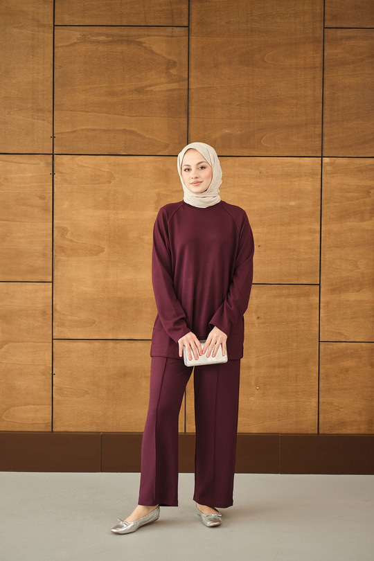 Pantolonlu Takım Bordo