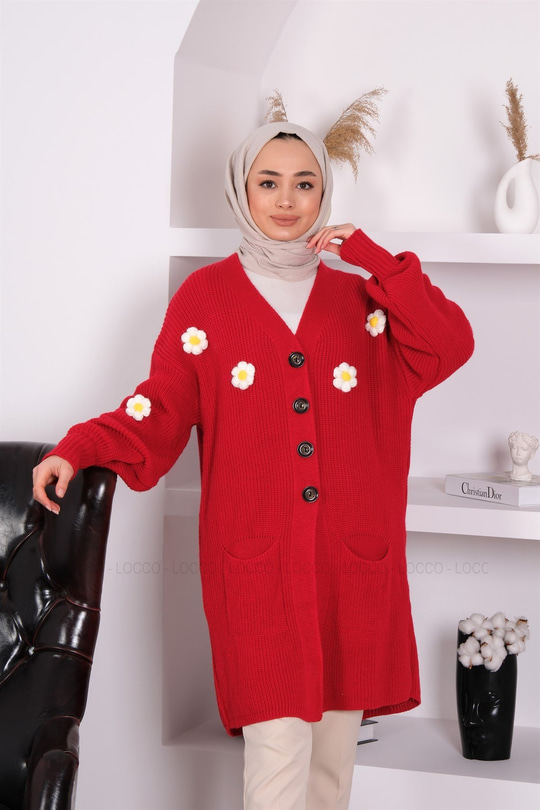 PAPATYA DESEN HIRKA  KIRMIZI