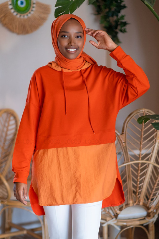 Uygun Fiyatlı PARASUT DETAY TUNIK TURUNCU | Loccomoda.com 