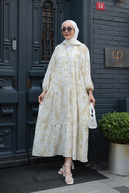 Pastoral Desen Elbise Sarı