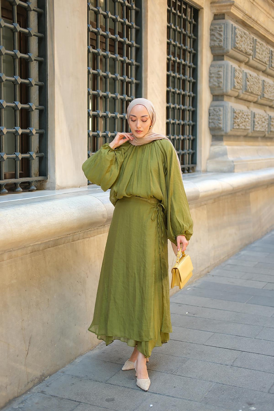 Pelerinli İkili Takım Koyu Yeşil