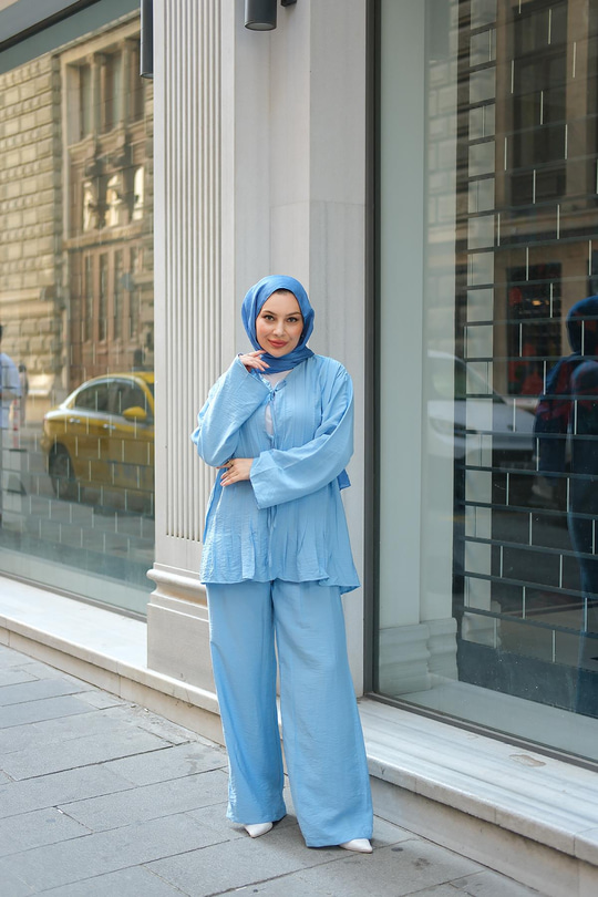 Pile Detay İkili Takım Mavi