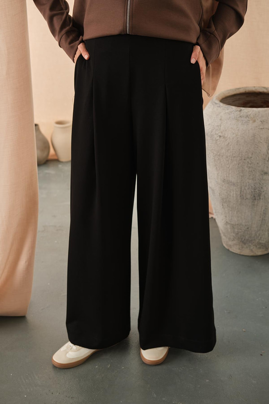 Pile Detay Pantolon Siyah