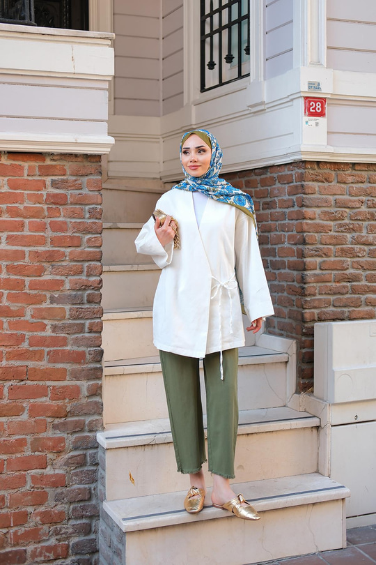 Pileli Ham Pantolon Haki Yeşil