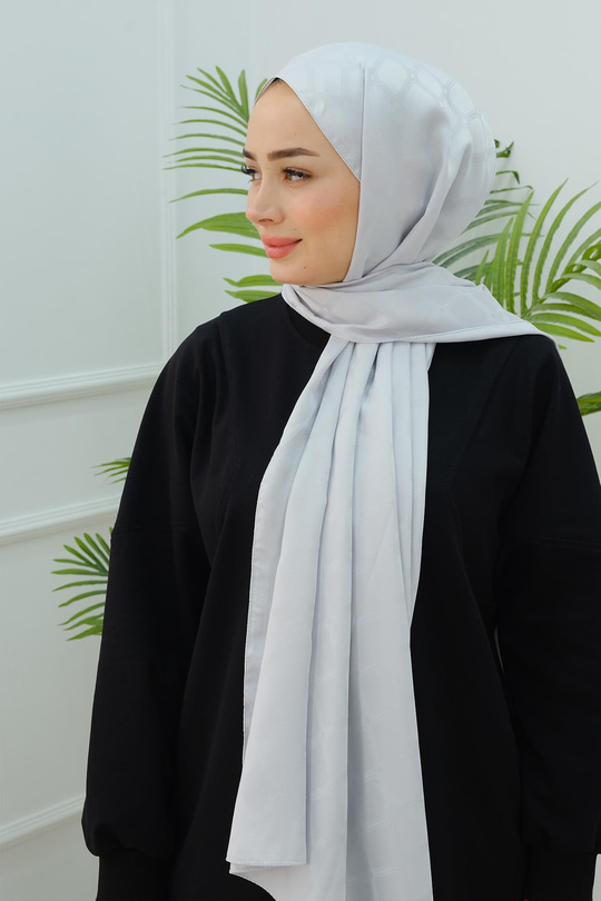 Piramit Desen Jakar Şal Buz Mavi