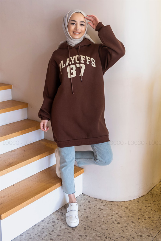 Uygun Fiyatlı PLAYOFFS 87 BASKILI SWEAT KAHVERENGI | Loccomoda.com 