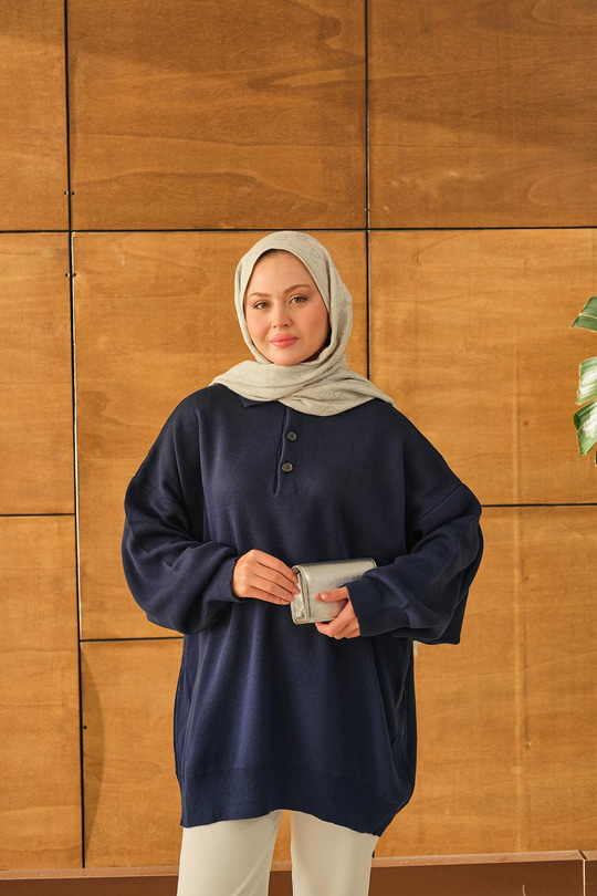 Polo Yaka Tunik Lacivert