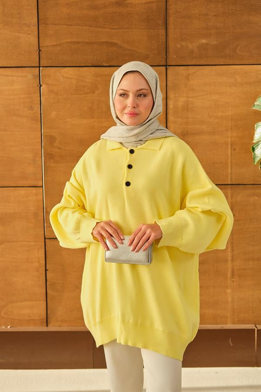 Polo Yaka Tunik Sarı