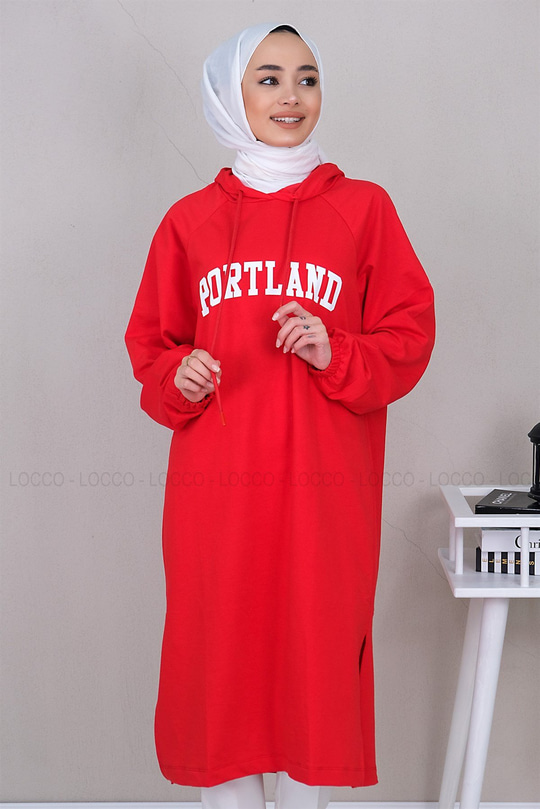 Uygun Fiyatlı PORTLAND BASKILI SWEAT KIRMIZI | Loccomoda.com 