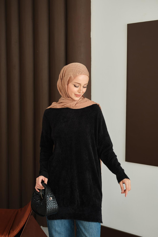 Püsküllü Tunik Siyah