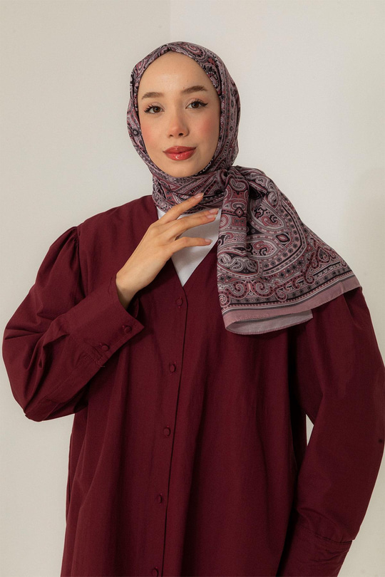 Retro Desen Soft Şal Pudra