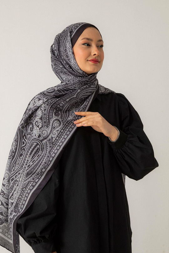 Retro Desen Soft Şal Siyah