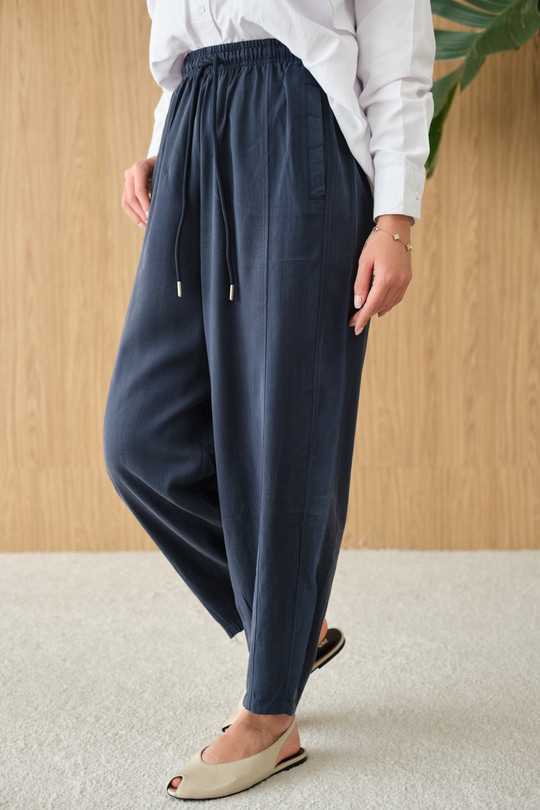 Şalvar Kesim Beli Ayarlanabilir Pantolon Lacivert