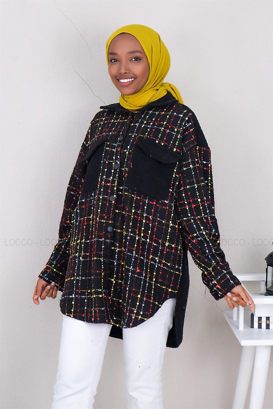 Uygun Fiyatlı SANEL GARNILI CEPLI GOMLEK SIYAH | Loccomoda.com 