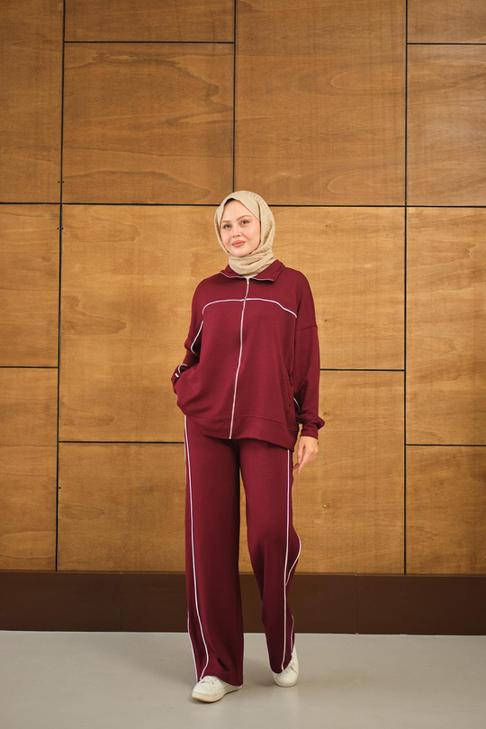 Şerit Detay Takım Bordo