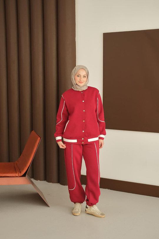 Şerit Detay Takım Bordo