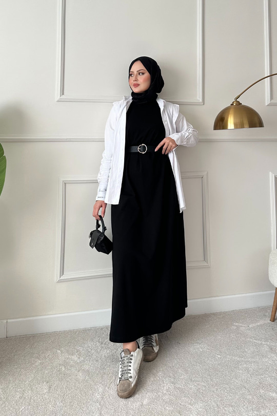 Sıfır Kol Elbise İçlik Siyah