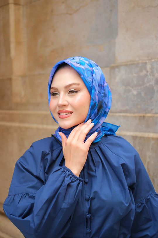 Soft Eşarp  Saks Mavi