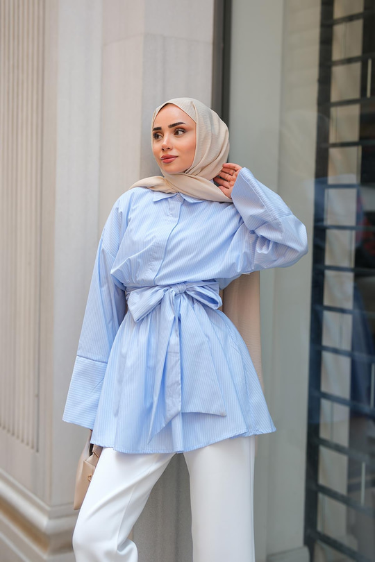 Strıped Çizgili Gömlek Mavi