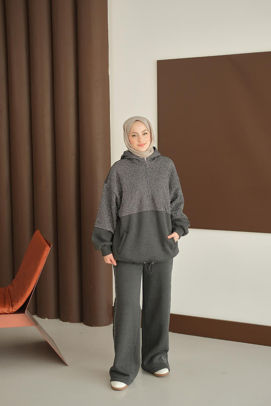 Sweatı Pullu Takım Füme