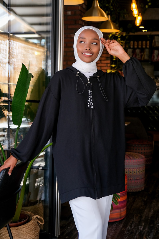 Uygun Fiyatlı TAS DETAY FERMUARLI HIRKA SIYAH | Loccomoda.com 