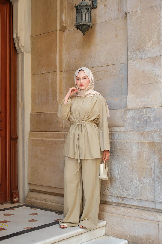 Taş Detaylı İkili Takım Küf Yeşil