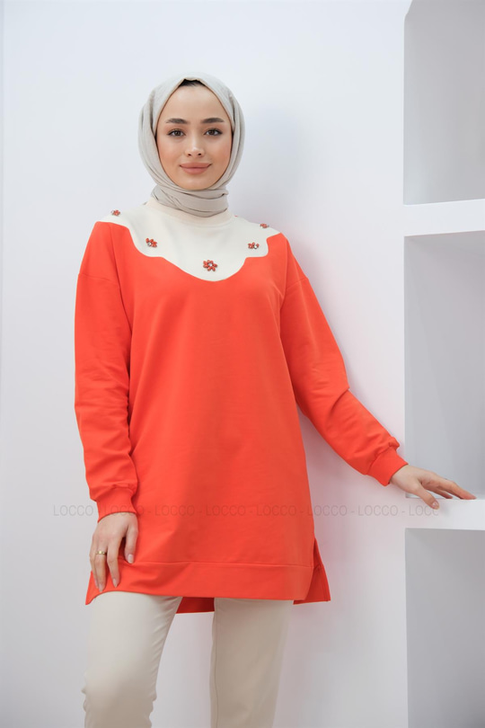 TAS ISLEMELI TUNIK TURUNCU