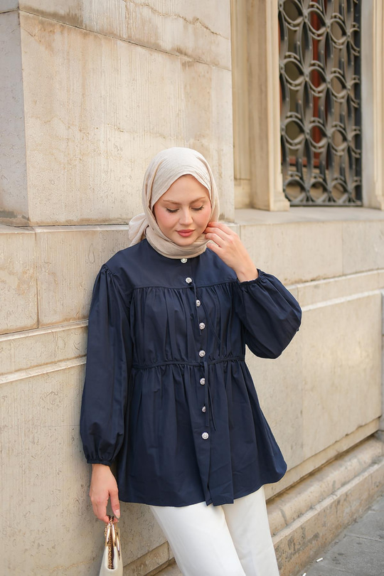 Taşlı Tunik Lacivert