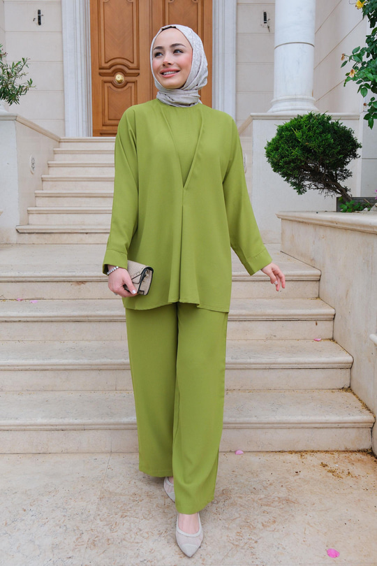 V Detay İkili Takım Yağ Yeşil