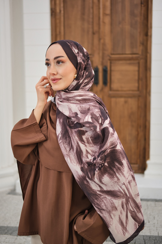 Vintage Desen Şal Kahverengi