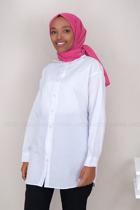 Uygun Fiyatlı YAKALI UZUN KOLLU GOMLEK BEYAZ | Loccomoda.com 