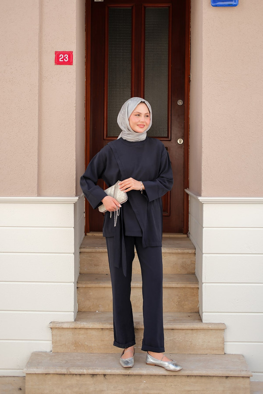 Yandan Bağlamalı Armani Modal Takım Lacivert