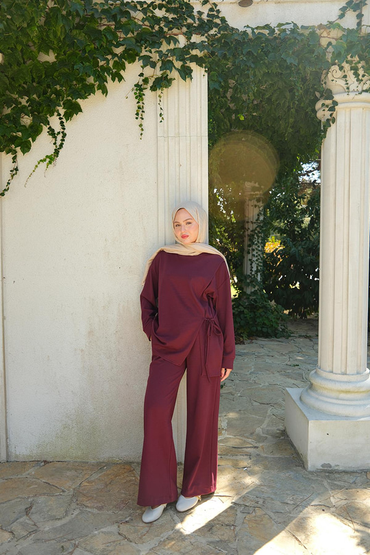 Yandan Bağlamalı Takım Bordo