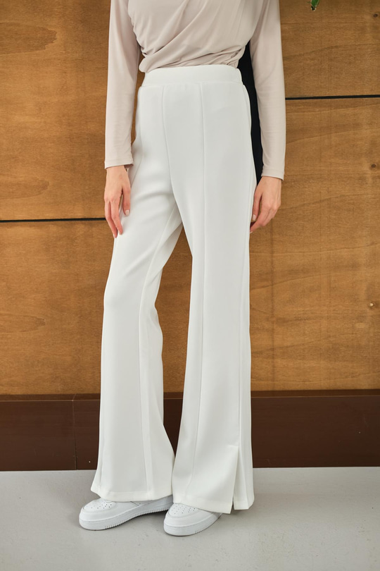 Yandan Yırtmaçlı Scuba Pantolon Beyaz