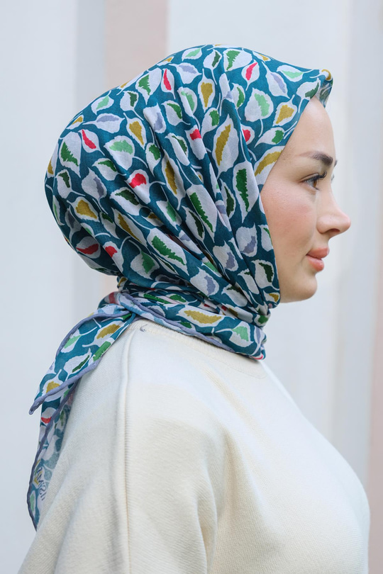 Yaprak Desen Eşarp Açık Yeşil