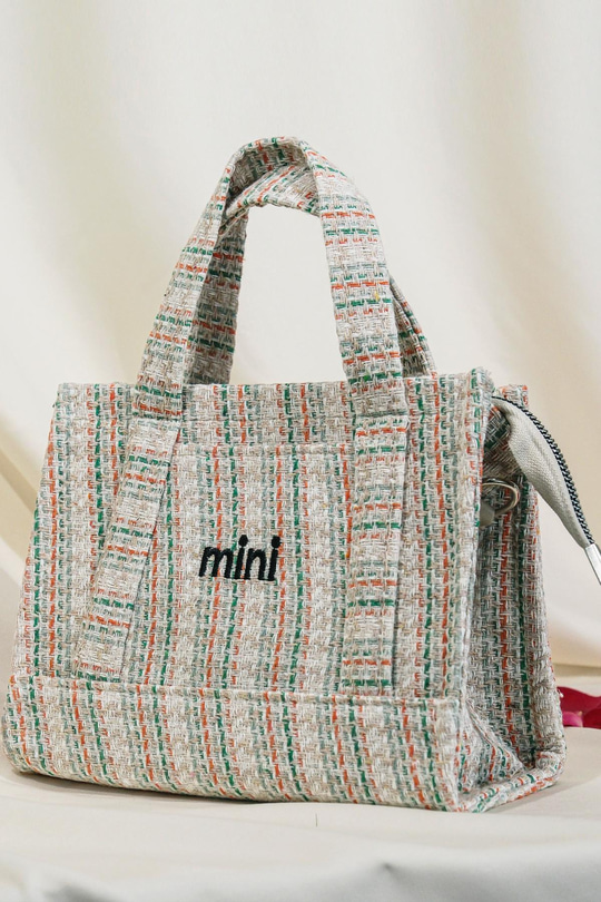 Yazı Baskılı Çanta  Yeşil-Turuncu