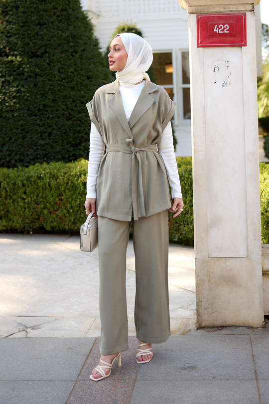 Yelekli Modal Takım Küf Yeşil