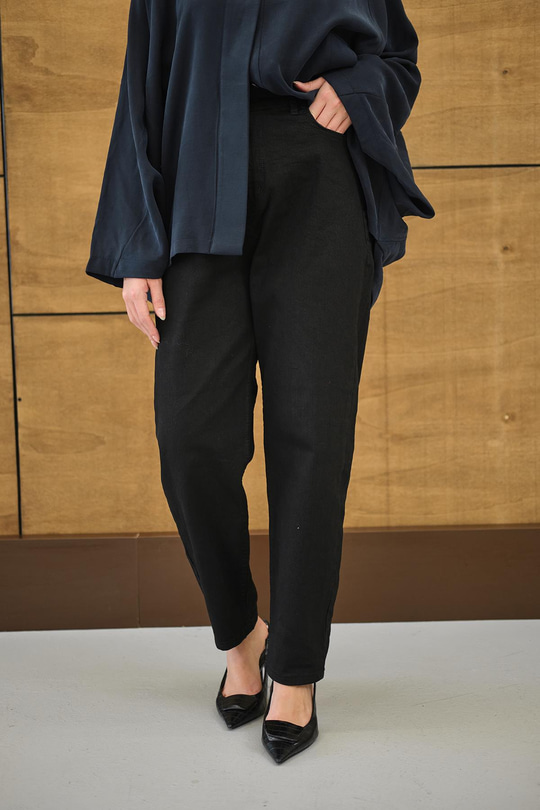 Yıkama Desen Pantolon Siyah