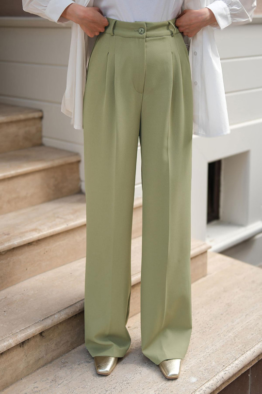 YUKSEK BEL PALAZZO PANTOLON Yeşil
