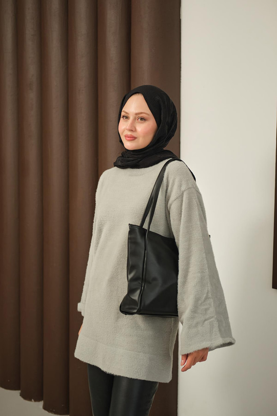 Yumoş Triko Tunik Gri