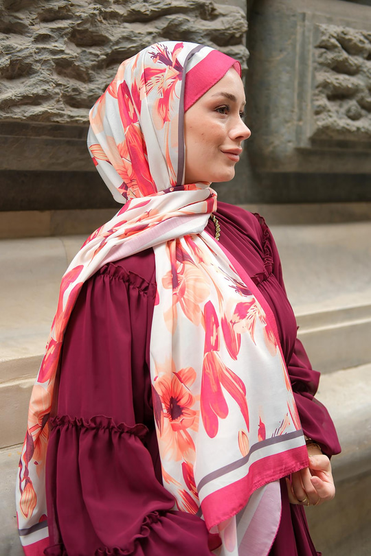 Zambak Soft Şal Bordo