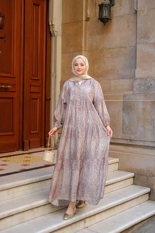 Zebra Desen Elbise  Vizon