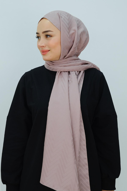 Zigzag Desen Şal Pudra