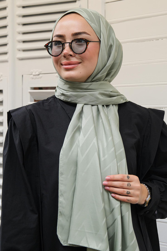 Zikzak Desen Şal Su Yeşil