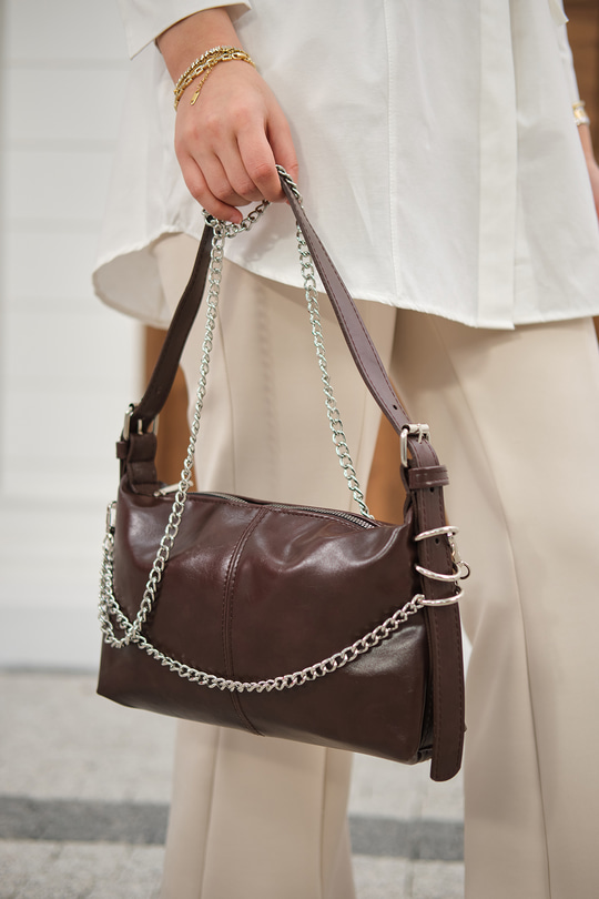 Zincir Detay Çanta Bordo